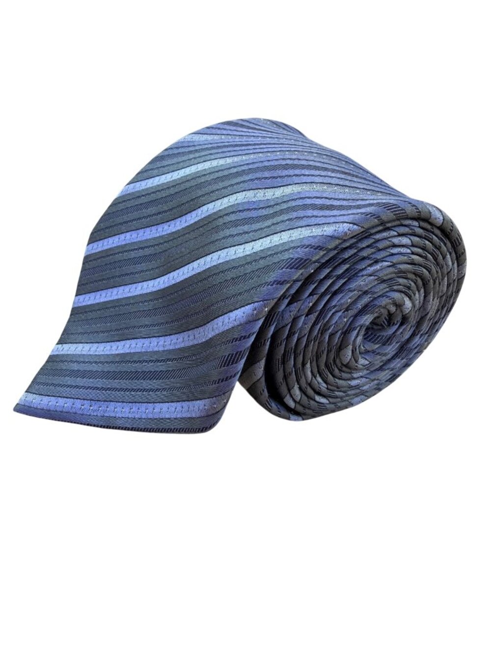 Kenneth Cole Mens Grey/Blue Silk Handmade Striped Tie Business Formal
